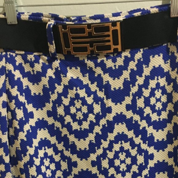 Blue & White Belted Ikat Skirt - Item#24 - Picture 3 of 4